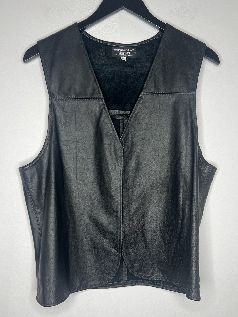 Vintage Black Genuine Leather & Suede Minimalist Vest Open Front Women’s Large